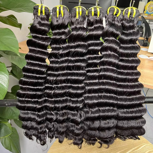 12A Virgin Deep Wave Bundles – Double Drawn, 100% Cuticle-Aligned Peruvian & Brazilian Human Hair | Baddie Beauty Boutique